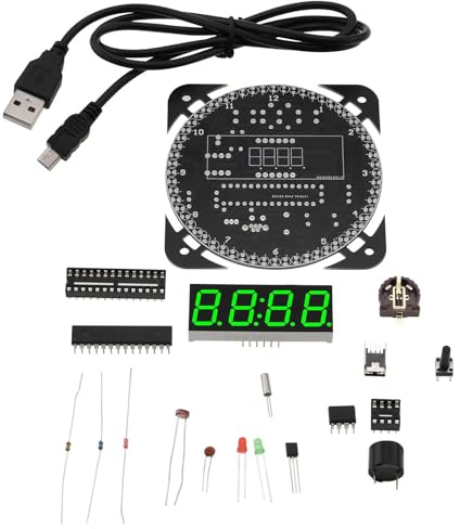 YINETTECH 1 Set Modulo Display Digitale A LED Rotante Fai-da-Te Kit Allarme Orologio Digitale Elettronico 51 Scheda Di Apprendimento SCM Temporizzatore Fai Da Te Per Pratica Di Saldatura Verde