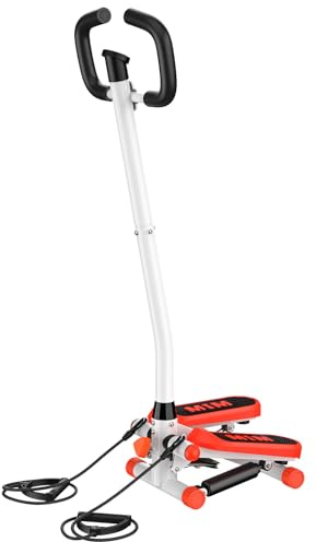 Stepper giratorio con bandas de resistencia, mini paso a paso para entrenamiento de cuerpo completo, altura ajustable con monitor LCD