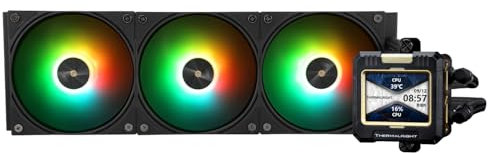 TR FW 360 Nero ARGB-360 mm AIO CPU Liquid Cooler, Display LCD IPS con risoluzione 320 x 240, per AM5/Intel LGA1700, '2,4 pollici'Display LCD assorbente il magnete per le immagini - Nero