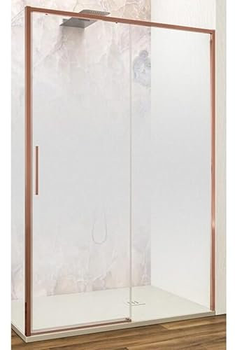 IMPALLI Cabine de douche H200 cm extensible 157-160 cm cabine de douche à niche porte coulissante fermeture magnétique cristal trempé 6 mm dégradé double clip déverrouillage (or rose brossé 160)