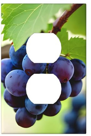 Cubiertas de salida con estampado de uva, 1 placa de pared de tamaño estándar, cubiertas de placas frontales de policarbonato de doble salida