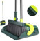 Myiosus Broom and Dustpan Set, Long Handled Dustpan and Brush Sets, Sweeping Brush and Upright Foldable Dust Pan with Comb Teeth for Home, Kitchen, Lobby, Office