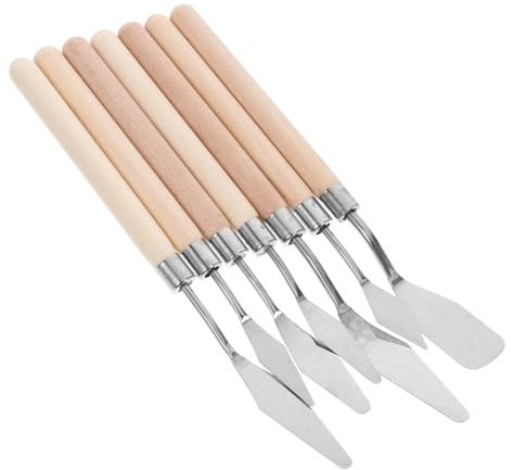 SMASOLO 7 pezzi Spatole da Pittura in Acciaio Inossidabile in Legno Strumenti Artigianali per Pittura Ad Olio e Acquerello Raschietti per Artistici e Miscelazione Colori