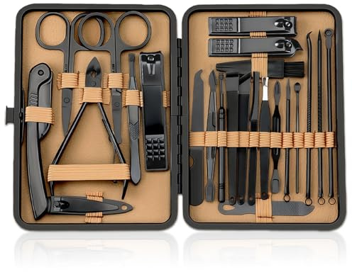 flintronic Tagliaunghie Set Professionale, 24 Pezzi Grooming Kit Strumenti per Manicure, Kit per la Cura delle Unghie, Kits di Pulizia delle Unghie per la Casa, Set Manicure e Pedicure