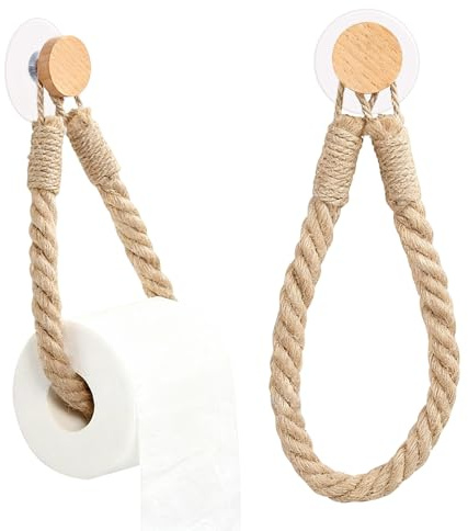 2 Pcs Self Adhesive Rope Toilet Roll Holder, Loo Decor Accessories