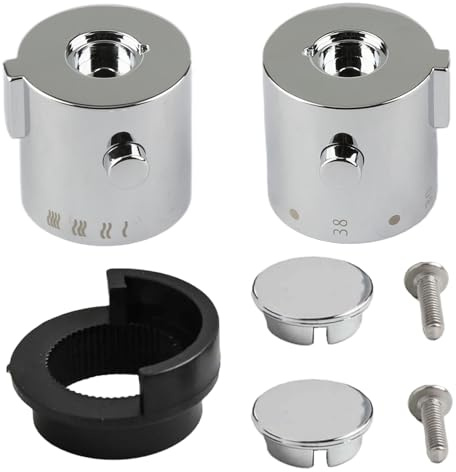 Tabanzhe 1 coppia di manopole per il controllo della temperatura della doccia, termostatiche, cromate, manopole di ricambio per miscelatore doccia, valvola di controllo per bagno, 9 mm