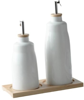 AMSLSIU Botella de aceite, recipiente para almacenar aceite y vinagre, accesorio de cocina de cerámica único y moderno para comer y dispensador de vinagre.