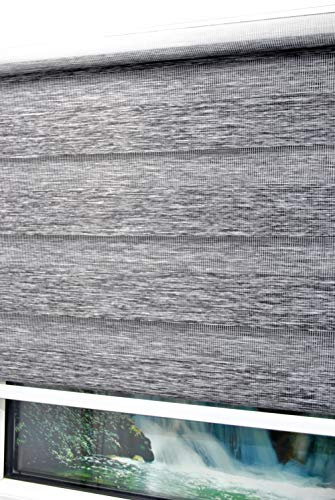 Doppelrollo Duo Rollo Klemmfix ohne Bohren Länge 200 cm (dunkelgrau meliert, 50)