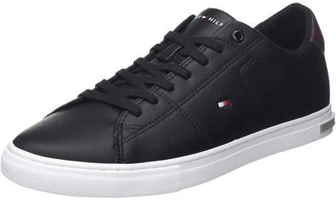 Tommy Hilfiger Herren Vulcanized Sneaker Essential Leather Detail Schuhe, Schwarz (Black), 45