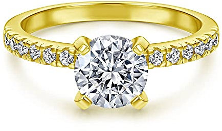 Funkelnder Damen Ring aus 925 Sterling Silber in Weiß mit Stein Solitärring I Brillant-Schliff mit Steinen Solitär Verlobungsring Ehering Trauring I Schmuck in Juweliersqualität (Gold 58)