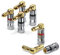 conecto Bananenstecker für Lautsprecherkabel, 4er-Set, 90° gewinkelter Stecker, vergoldet mit Farbcodierung 24kt vergoldet rot/schwarz