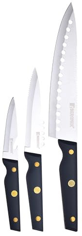Bergner Pro Reeco | Juego de Cuchillos de Cocina Profesionales | Set de 3 Piezas de Acero Inoxidable | Mango ABS Fabricado con Materiales Reciclados | Cuchillos de Cocina | Multifuncionales