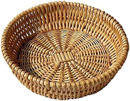 CYJXL Hand-Woven Wicker Food Serving Basket for Bread, Fruit, Vegetable - Gift Basket 25 x 6cm
