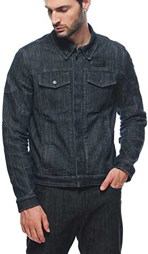 Dainese - Denim Tex Jacket, Chaqueta Vaquera para Moto, Tejido Denim, Protectores de Hombros y Codos, Chaqueta de Moto para Hombre, Azul, 44