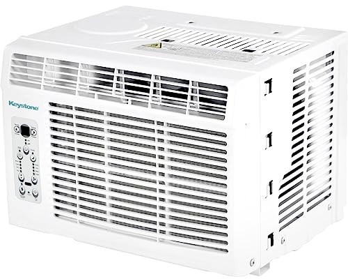 Keystone 8,000 BTU Window Air Conditioner with 3,500 BTU Supplemental Heating, 115V, Window AC Unit with Supplemental Heat for Bedroom, Living Room, Small-Medium Rooms up to 350 Sq.Ft.