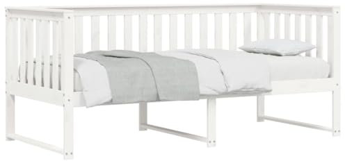 vidaXL Tagesbett, Schlafsofa mit Stauraum, Bettsofa Gästebett mit Lattenrost, Sofa Bett Ausziehbett für Schlafzimmer Wohnzimmer, Weiß 90x200cm Massivholz Kiefer