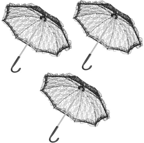 SAFIGLE 3stücke Vintage Spitzenschirm Für Hochzeiten Und Fotografie Romantische Damen-regenschirm Deko Kleine Elegantes Design Perfektes Accessoire Für Aufführungen Und Besondere