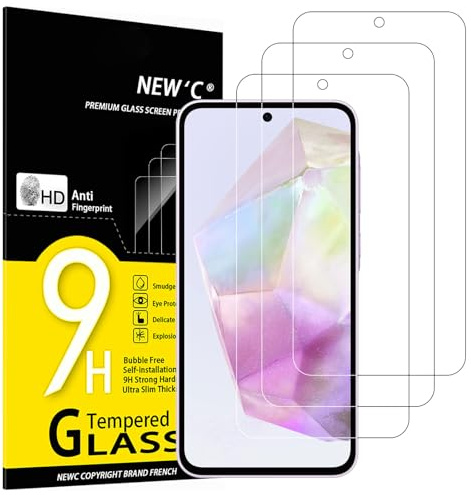 NEW'C 3 Pack, skärmskydd i glas för Samsung Galaxy A56 5G / A36 5G, bubbelfri, 9H hårdhet, 0,33 mm ultratransparent, ultrabeständigt härdat glas