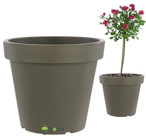 Excellent pot de fleurs, grand format, 55 l, 58 x 53 cm, pierre grise, base à roulettes, roues de transport, arbres de jardin, idéal pour les plantes greffées sur un tronc
