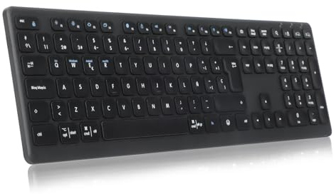 CITLLA K9300 Teclado Inalámbrico Bluetooth, Silencioso Multi-Dispositivo para Windows, Tamaño Completo, Teclado Numérico, Teclas Multimedia, Larga Batería Duración,Compatible con Portátil,Ordenador,PC