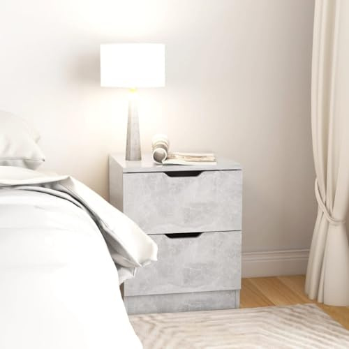Ziaphsol Mesita de noche gris hormigón 40 x 40 x 50 cm, elegante mesa auxiliar para dormitorio y salón, tablero de partículas duradero, fácil montaje