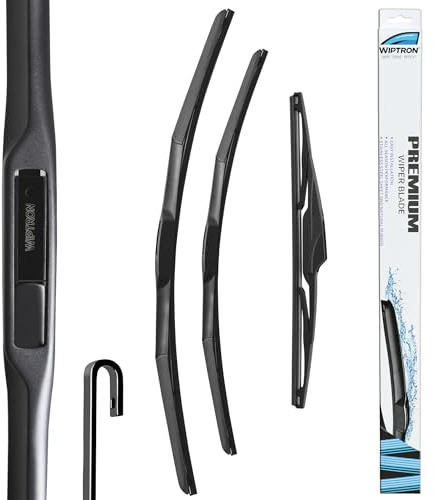 Wiptron Premium Wiper Blade Set fits: MITSUBISHI OUTLANDER III SUV (Dec 2012 to Aug 2021) Durable, Aerodynamic Front and Rear Wiper Blades with Consistent All-Climate Efficiency