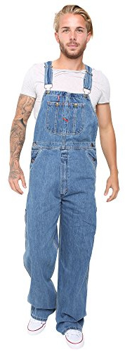 Skylinewears Men's Denim Bib Overall Heavy-Duty Workwear Jeans Dungarees with Adjustable Straps Light Blue 30-30