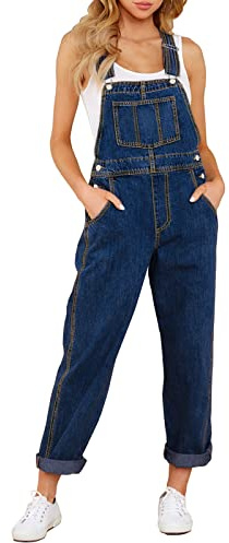 Vetinee Dungarees Women Casual Jumpsuits Women Nightfall Blue Size Large Fits UK Size 16 - UK Size 18