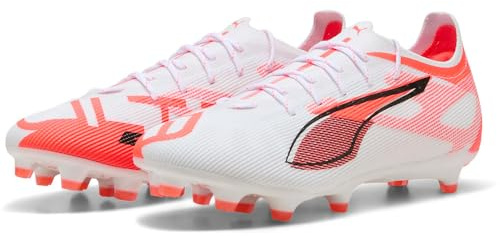 Puma Ultra 5 PRO FG/AG, Unisex Fussballschuh, Puma White-Puma Black-Glowing RED,
