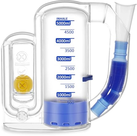 Breathing Exercise Device for Lungs, Lung Exerciser Device, 5000ml Capacity for Deep Inhalation, Durable Medical-Grade PC Material | Airflow Indicator for Steady Inhalation Practice