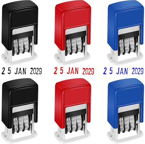 Feifeiya 6 Pcs Self Inking Date Stamps Office Day Month Year Business Stamps for Diary Receipt Work Bookkeeping Accounting