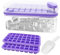LTHERMELK Ice Cube Tray, Double-Layer Transparent Silicone Ice Cube Tray with Lid – Non-Stick Ice Mould for Effortless Ice Production, Perfect for Smoothies, Cocktails, and Baby Food Storage (Purple)