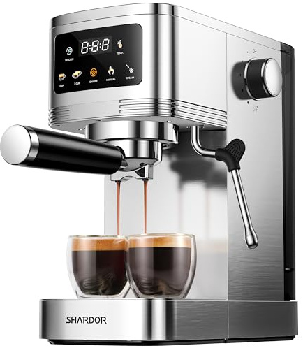 SHARDOR Espresso Machine 20 Bar, Professional Espresso Machine with Milk Frother and Touchscreen, Expresso Coffee Machines with Adjustable Temperature,for Cappuccino, Latte