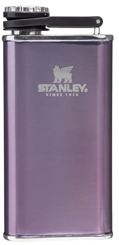 Stanley Classic Easy Fill Wide Mouth Flask 8 oz | Leakproof Hip Flask | Hinge Connected Never Lose Cap | Insulated Stainless Steel Liquor Container | BPA-Free | Wisteria Shine