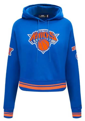 Pro Standard NBA Retro Classics W Rib FLC Cropped Po huvtröja med huva, Kunglig/orange/kunglig, M