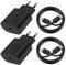 2Pack 25W Chargeur USB C avec 2 Câbles de 2M,Charge Rapide pour Samsung Galaxy S25/S24/S23/S22/S21 Ultra/S21+/S20/Note20/S10/S9,iPhone 16 Pro Max/15 Plus/iPad Pro,Adaptateur Secteur