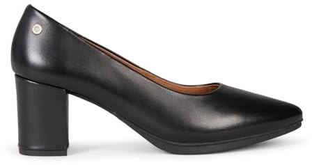 miMaO Zapatos cómodos de tacón Medio Piel Lisa Color Negro, EU 38