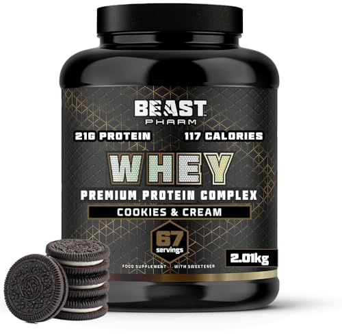 Beast Whey Protein Powder 2kg - 67 Servings - High 21g per Shake - Cookies and Cream Protein Powder