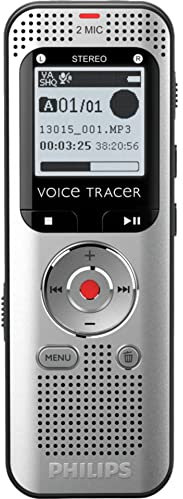 Philips VoiceTracer DVT2010 Audio Recorder Stereo Microphones, MP3/PCM, 8GB, Headset, MicroSD Card Slot, USB, FM Radio, Aluminium