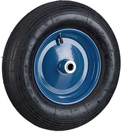Relaxdays Schubkarrenrad 4.80 4.00-8, luftbereift, 2 PR, Ersatzrad bis 120 kg, Stahlfelge, Luftreifen, schwarz/blau