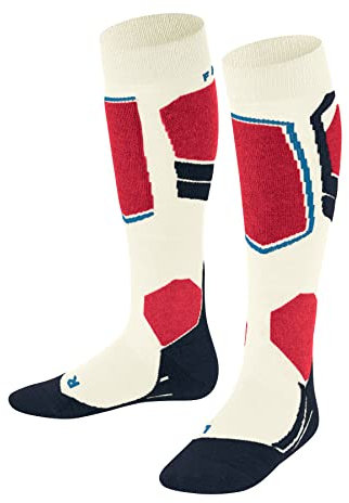 FALKE Unisex Kinder Skisocken SK4 Advanced K KH Wolle Warm Dünn 1 Paar, Weiß (Off-White 2040), 27-30