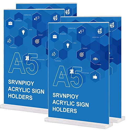 Srvnpioy A5 Ständer Tischaufsteller Aufsteller aus Acryl (4 Stück) T-Form, Klare Tischständer A5-Menühalter für Tische, Kunststoff Werbeaufsteller A5 für Restaurants, Hotels, Schulen, Büros