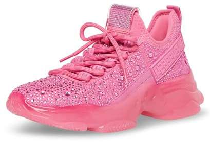 Steve Madden Women's Maxima Sneaker, Pink Rhinestone, 11