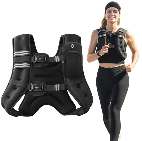 ZELUS Chaleco Lastrado Chaleco de Peso de 7 kg, con Rayas Reflectantes para Entrenamiento de Fuerza, Correr, Fitness, Pérdida de Peso, Levantamiento de Pesas (7.3 kg)