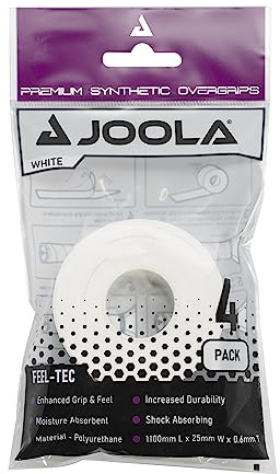 JOOLA Pickleball Overgrip - Tacky Feel Premium Synthetic Overgrips - Set of 4 - Pickleball Grip Tape for Any Brand Racket - Anti Slip Pickleball Tape Fits Elongated, Standard & Skinny Handles - White