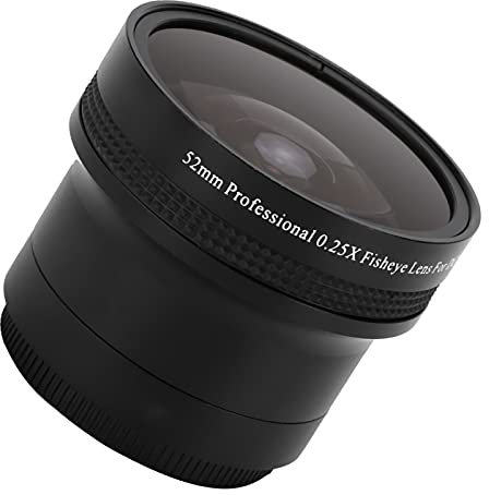 Lente Gran Angular De Ojo De Pez De 52MM 0.25x, Lente De Ojo De Pez De Cámara Macro, Lente De Rosca Universal para Cámara Réflex Digital DSLR