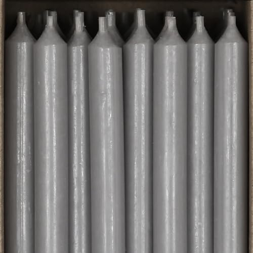 Bütic GmbH Lot de 16 bougies à tige colorées 110 mm x Ø 13 mm – Bougies hautement nettoyées, durée de combustion 2 h, sans odeur, faible suie avec combustion sans résidu, couleur : gris