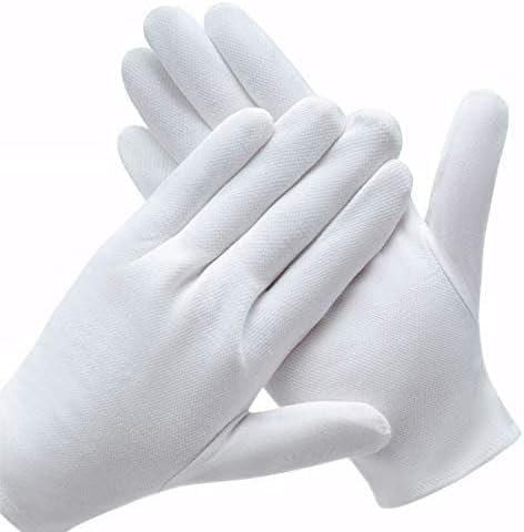 Yeomju 8 paia di guanti in cotone bianco per ispezione, costume e mani asciutte eczema idratante SPA, bianco, L