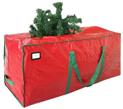 Cosy Family 7.5 ft Christmas Tree Storage Bag - Durable Heavy Duty Extra Large Artificial Xmas Holiday Tree Bag with Reinforced Handles and Dual Zippers Wide Opening - Red
