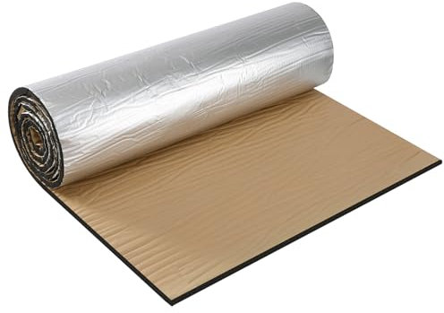 Putentfun 10mm Thick Self Adhesive Aluminium Foil Insulation,Thermal Soundproof Cotton Layer,Heat Reflector & Radiant Barrier,Ideal for Roofs,Walls & Camper, 200cm x 50cm(1㎡)